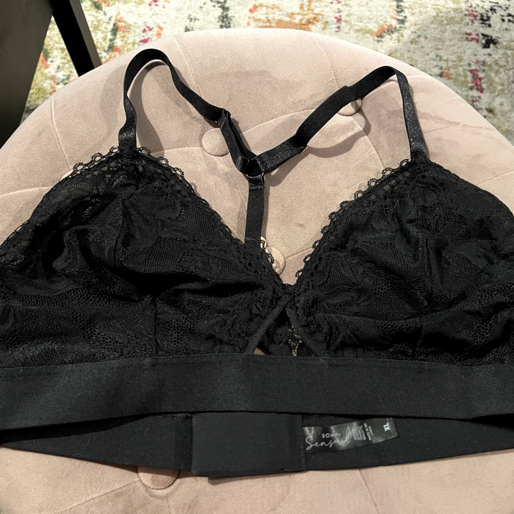 SOMA SENSUAL - BLACK LACE BRALETTE - SIZE XL - sexy lounge bra
